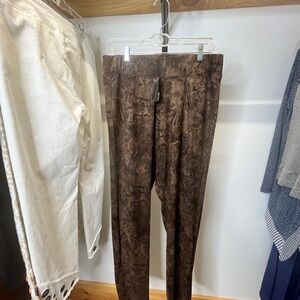 Brown Patterned Suede Women's Ponte Leggings